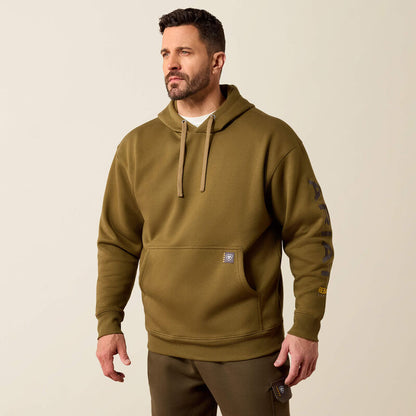 Ariat - Mens- Rebar Workman Graphic Hoodie - Military Olive / Licorice