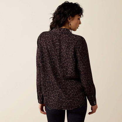 Women's Ariat Homestyle Long Sleeve Shirt - Grey Leopard Print