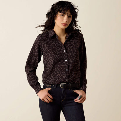 Women's Ariat Homestyle Long Sleeve Shirt - Grey Leopard Print