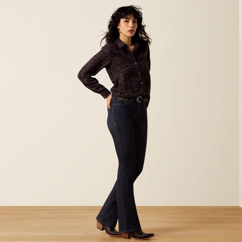 Women's Ariat Homestyle Long Sleeve Shirt - Grey Leopard Print