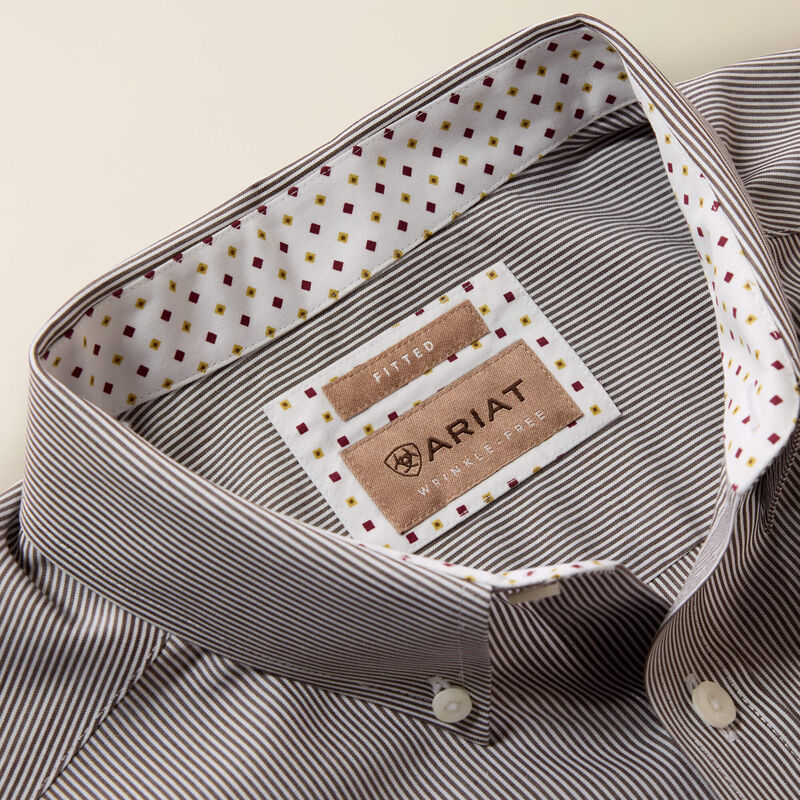 Ariat - Mens- Wrinkle Free Randolph Fitted Shirt - Coffee Bean Mini Stripe