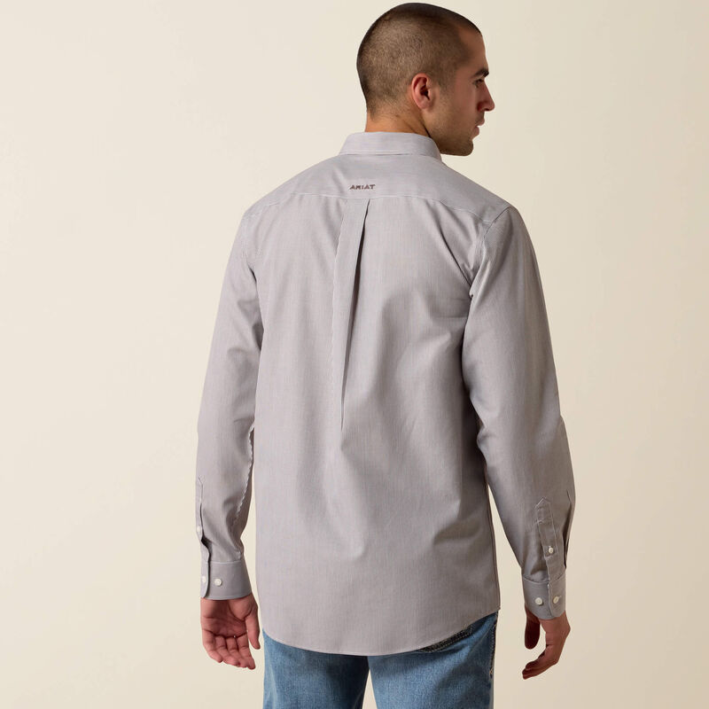 Ariat - Mens- Wrinkle Free Randolph Fitted Shirt - Coffee Bean Mini Stripe
