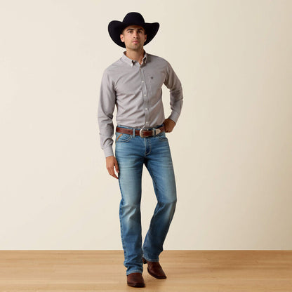 Ariat - Mens- Wrinkle Free Randolph Fitted Shirt - Coffee Bean Mini Stripe