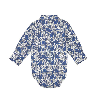 Wrangler® Baby Boy Long Sleeve Bodysuit - White/Blue