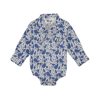 Wrangler® Baby Boy Long Sleeve Bodysuit - White/Blue