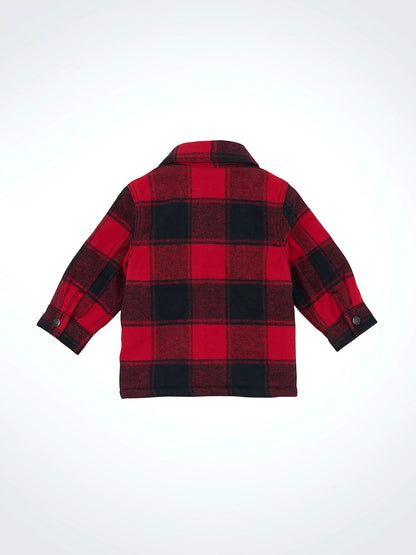 Wrangler Baby Boy Flannel Shirt Jacket - Quilted Lined - Red Buffalo