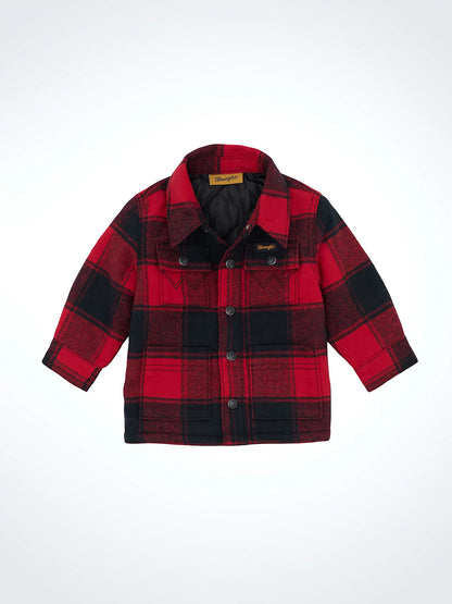 Wrangler Baby Boy Flannel Shirt Jacket - Quilted Lined - Red Buffalo