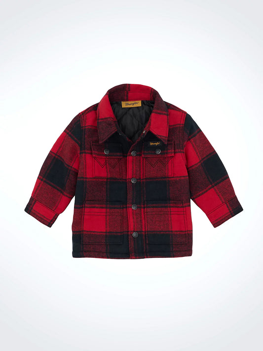 Wrangler Baby Boy Flannel Shirt Jacket - Quilted Lined - Red Buffalo