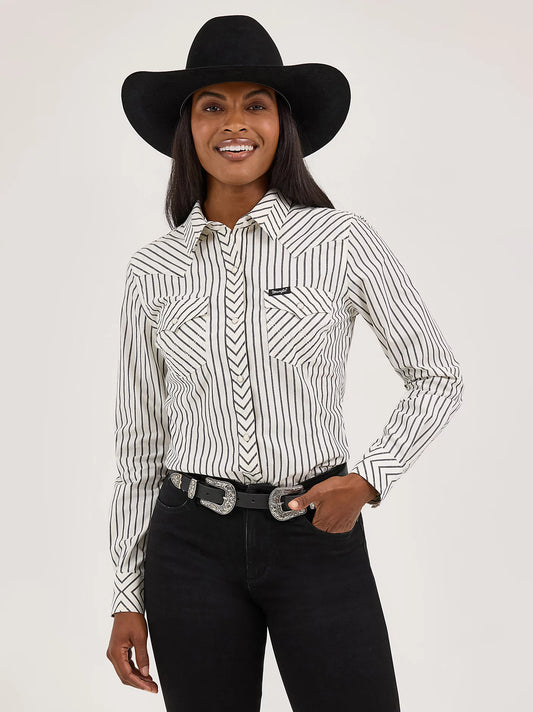 Women's Wrangler Retro® Stripe Slim Western Snap Shirt