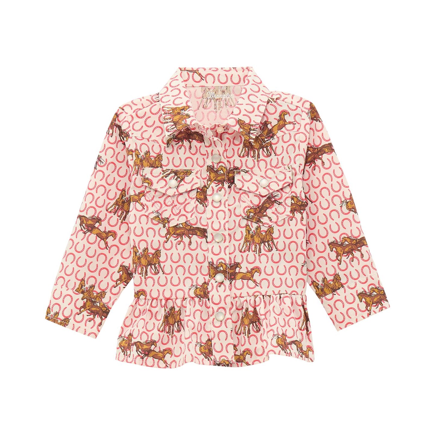 Wrangler® Baby Girl Snap Shirt - White