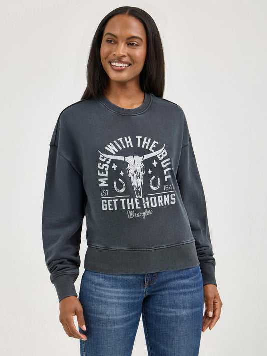 Womens Wrangler Retro® Crew Fleece Cropped - Regular Fit - Jet Black