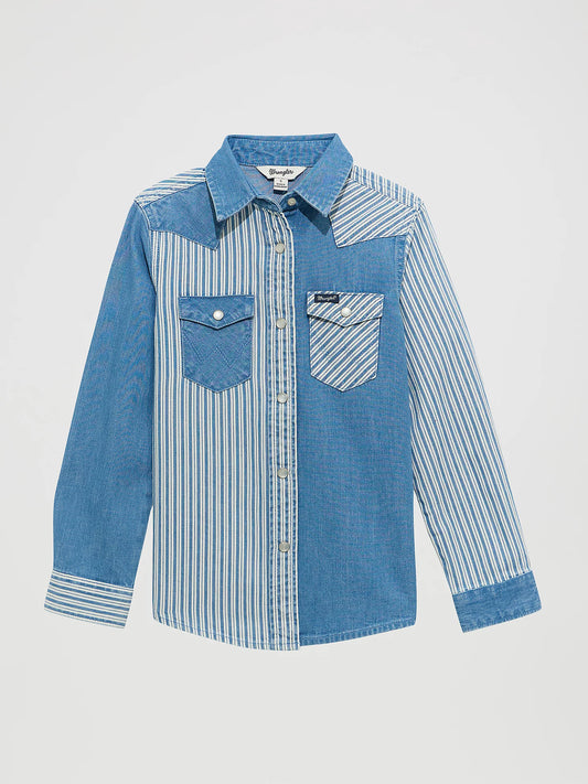Wrangler- Girl's Patchwork Western Snap Shirt
