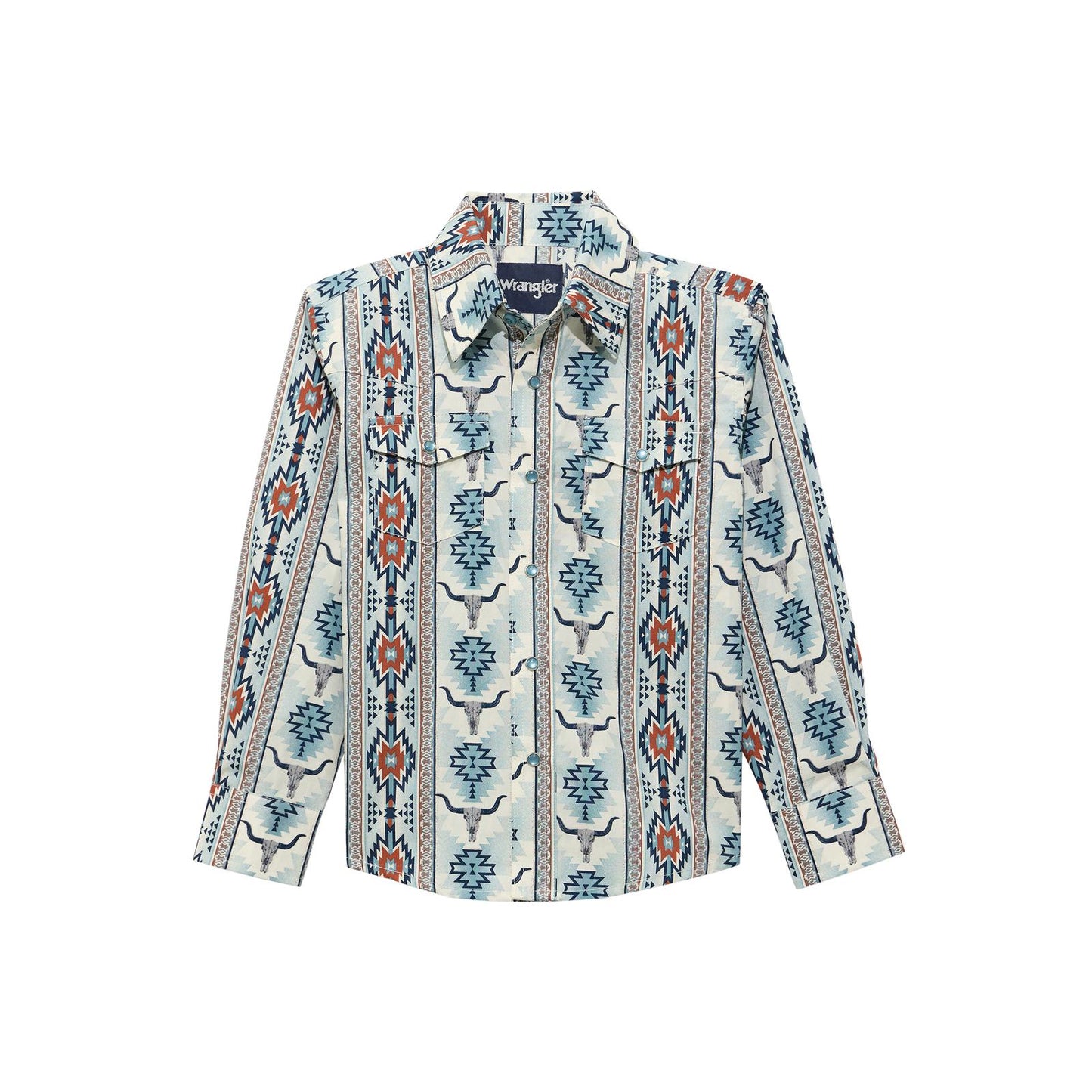 Wrangler® Boys Checotah® Long Sleeve Shirt - Grey Multi