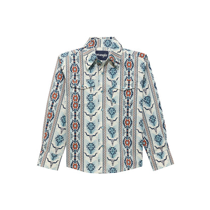 Wrangler® Boys Checotah® Long Sleeve Shirt - Grey Multi