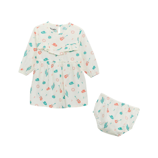 CLEARANCE - Wrangler® Baby Girl Long Sleeve Dress - White