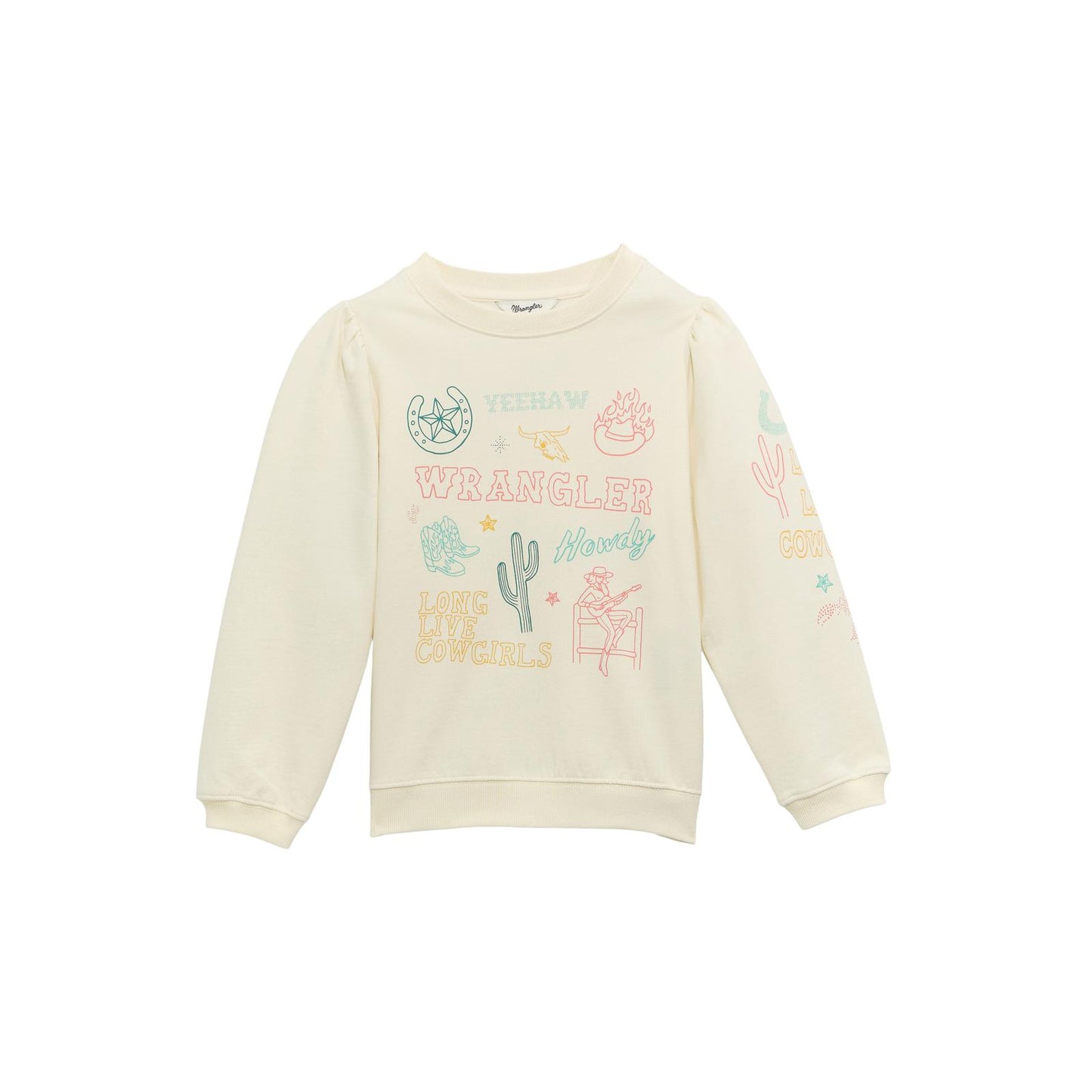 CLEARANCE  - Girls Wrangler Sweatshirt Crew - White