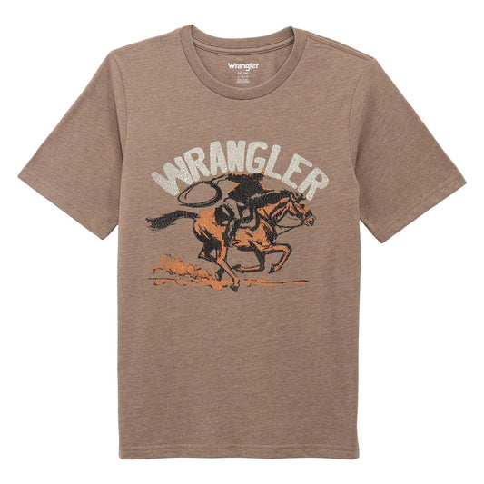 CLEARANCE - Wrangler® Boys Short Sleeve Graphic T-Shirt - Brindle Heather - XL