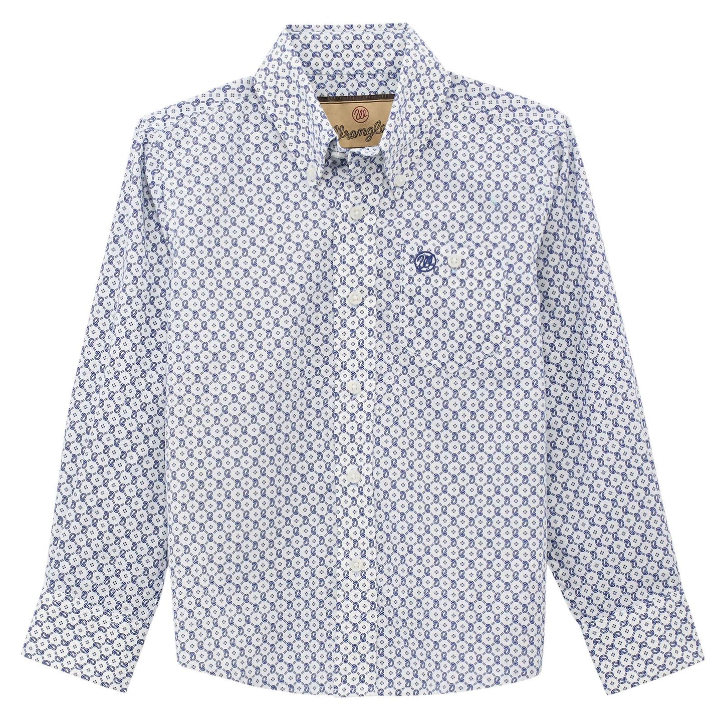 Wrangler Boy Classic Long Sleeve Shirt - Navy/White