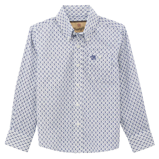 Wrangler Boy Classic Long Sleeve Shirt - Navy/White