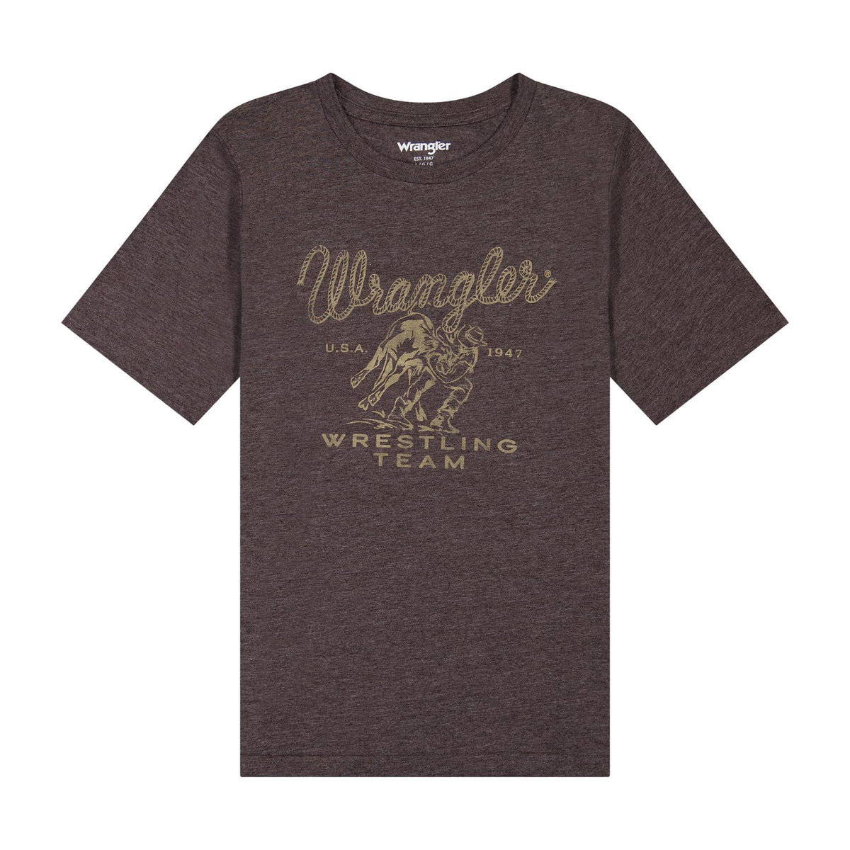 CLEARANCE- Wrangler® Boys Short Sleeve Graphic T-Shirt - Chocolate Torte Heather