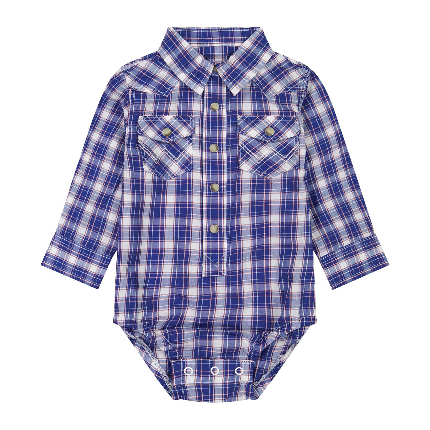 Wrangler® Baby Boy Long Sleeve Bodysuit - Blue Plaid