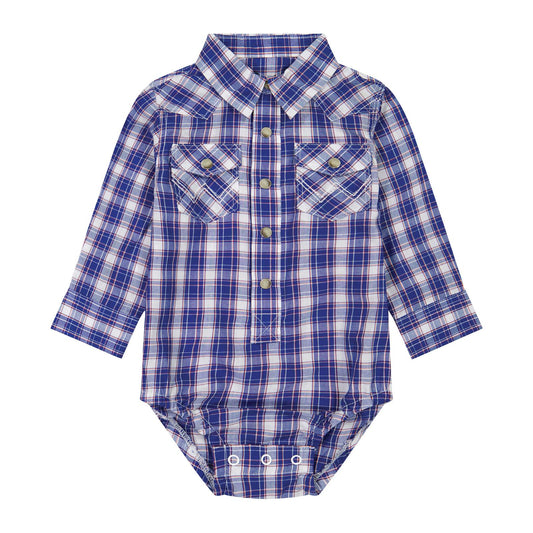 Wrangler® Baby Boy Long Sleeve Bodysuit - Blue Plaid