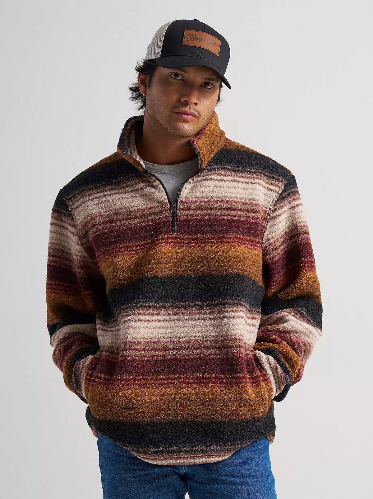Men's Wrangler® Hay Away Sherpa Quarter-Zip Pullover - Aztec Port