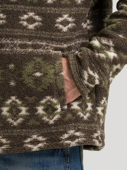 Men's Wrangler® Hay Away Sherpa Quarter-Zip Pullover - Black Olive