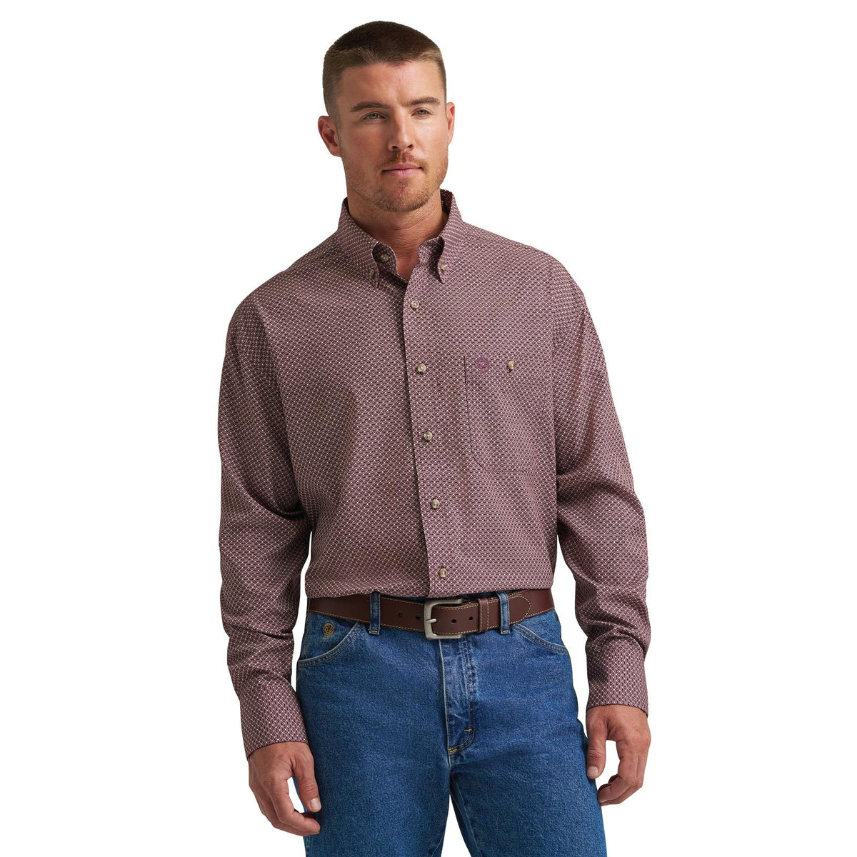 Men's Wrangler® George Strait Collection One Pocket Long Sleeve Shirt - - Easy Care - Burgundy