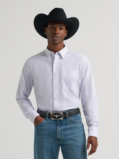 Wrangler Mens  - X Cody Johnson Long Sleeve Performance Shirt - Classic Fit - Buttons - Dusky Purple