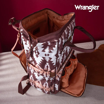 Wrangle Aztec Printed Callie Backpack/Diaper Bag - Brown