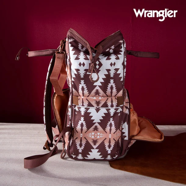 Wrangle Aztec Printed Callie Backpack/Diaper Bag - Brown