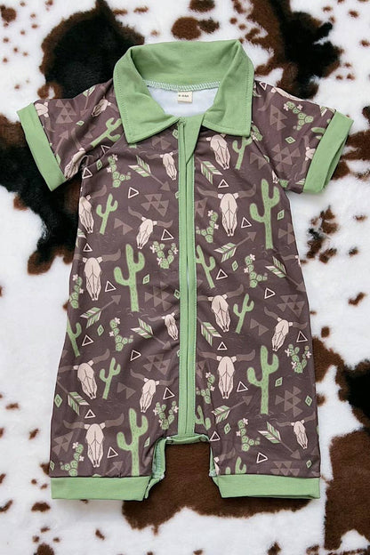 Baby Boy ¨Cactus & Bull Skull¨ Romper
