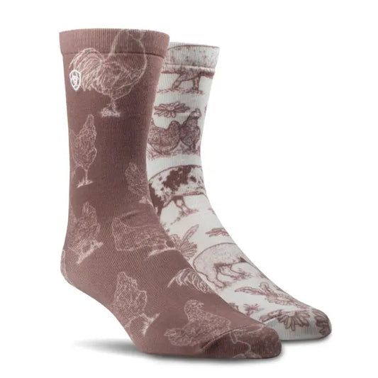 Ariat- Barnyard Friends Crew 2-Pair Multi Socks