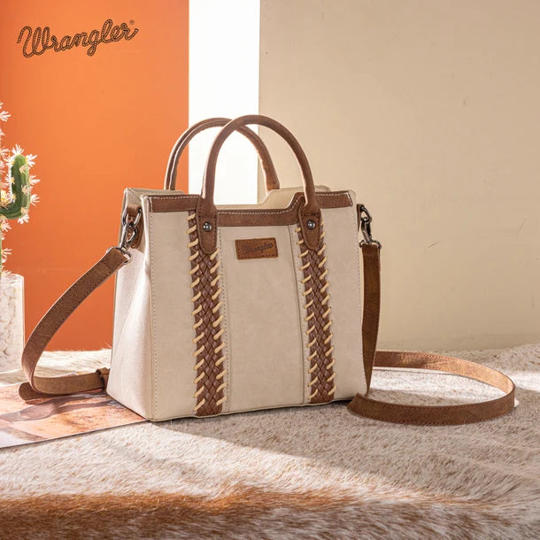 Wrangler Women's  Wrangler Braided Whipstitch Top Handle Small Tote/Crossbody - Beige