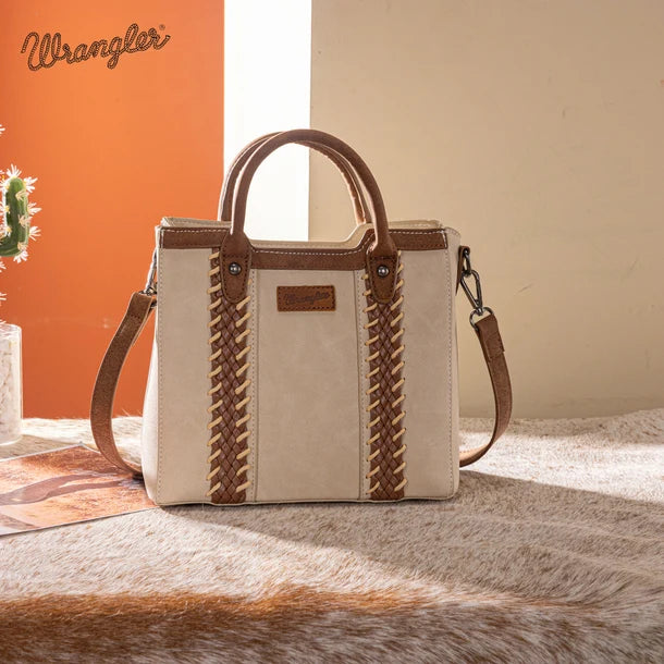 Wrangler Women's  Wrangler Braided Whipstitch Top Handle Small Tote/Crossbody - Beige