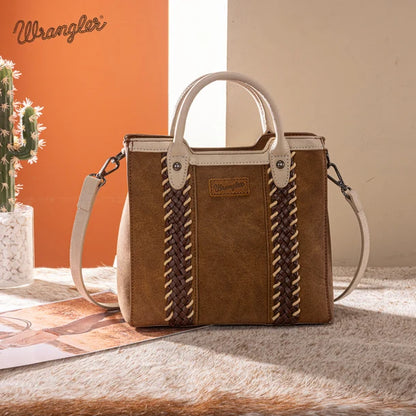 Wrangler Women's  Wrangler Braided Whipstitch Top Handle Small Tote/Crossbody -  Brown