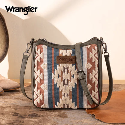 Wrangler Sherpa Aztec Canvas Crossbody - Green