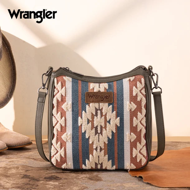 Wrangler Sherpa Aztec Canvas Crossbody - Green