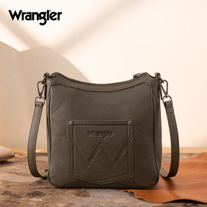 Wrangler Sherpa Aztec Canvas Crossbody - Green