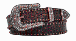 Angel Ranch Women's Belt - Dark Brown Floral Embossed