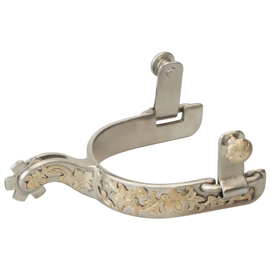 Weaver Ladies' Show Spurs with Floral Design - Brushed Stainless Steel