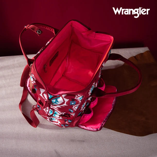Wrangle Aztec Printed Callie Backpack/Diaper Bag - Burgandy
