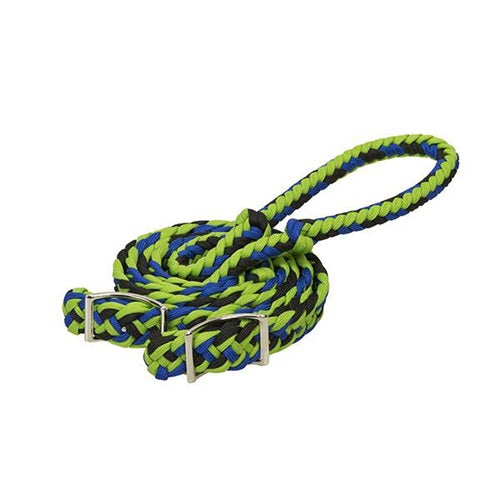 CLEARANCE - Weaver Braided Nylon Barrel Reins - Lime/Blue/Black
