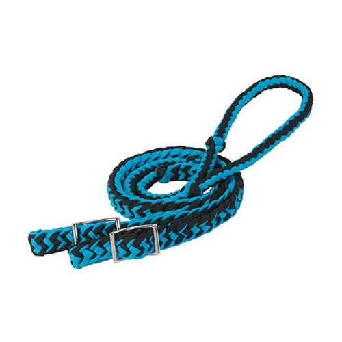 CLEARANCE - Weaver Braided Nylon Barrel Reins - Hurricane Blue/Black