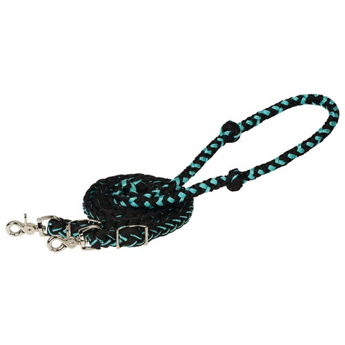 Weaver Braided Polyester Barrel Rein - Mint/Black
