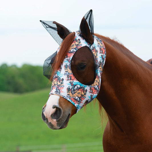 Weaver Equine Synergy® Powered by Coolcore® Equine Lycra® Fly Mask - Bucking Bronco