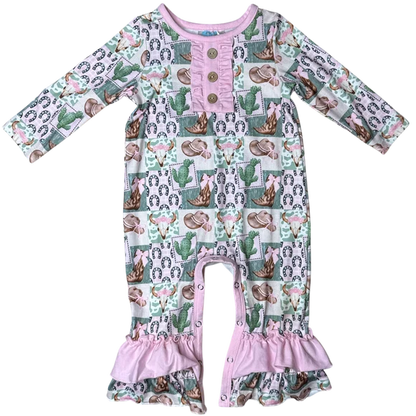 Baby Girl's Shea Baby  Pink & Green Camo Long Sleeve Romper