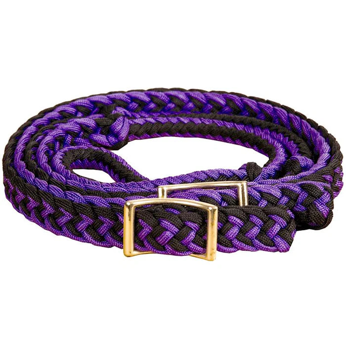 Mustang Manufacturing Braided Barrel Reins - Purple/Black