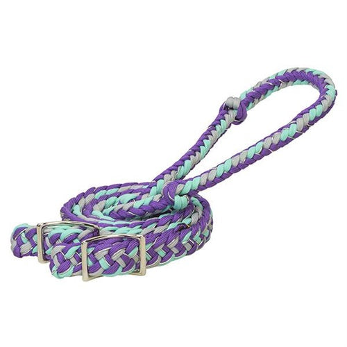 CLEARANCE - Weaver Braided Nylon Barrel Reins - Purple/Gray/Mint/Sparkle
